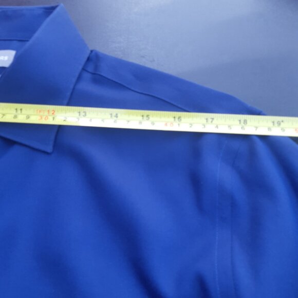 Michael Kors SZ16 Slim Fit Men's Wrinkle Free Cotton Marine Blue Button Up Shirt - Picture 12 of 15